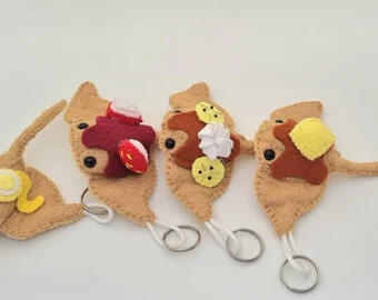 Plushie pancake keychain made by Silver's Oddities